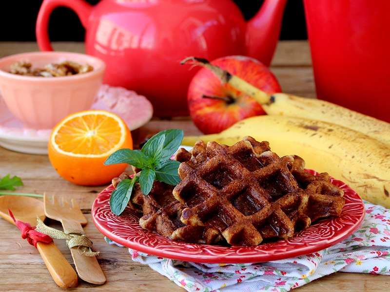 Waffles de Banana, Aveia e Coco